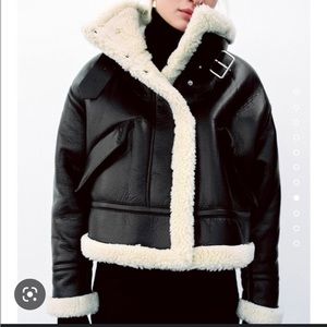 Zara - FAUX LEATHER FLEECE COLLAR JACKET